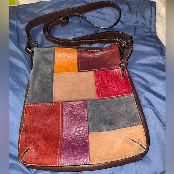 Vintage Fossil Multicolor Patchwork  Leather Crossbody Bag - Picture 2 of 14